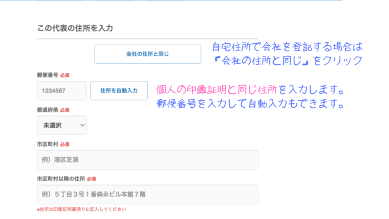 マネーフォワード 会社設立の流れ｜代表者の住所